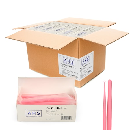 American Hospital Supply Disposable Ear Curette, Pink 3 mm - Round Tip, 500PK AHSEC-P_CS
